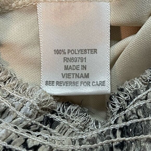 Dressbarn sleeveless blouse gold metallic black and crème size Sm cinched waist - Picture 4 of 6